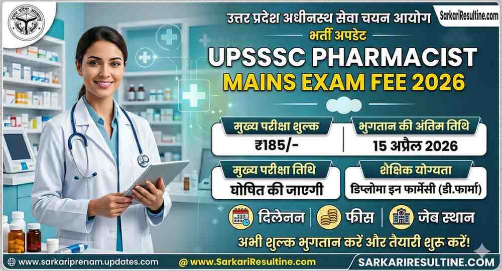 UPSSSC Pharmacist Mains Exam Fee 2026