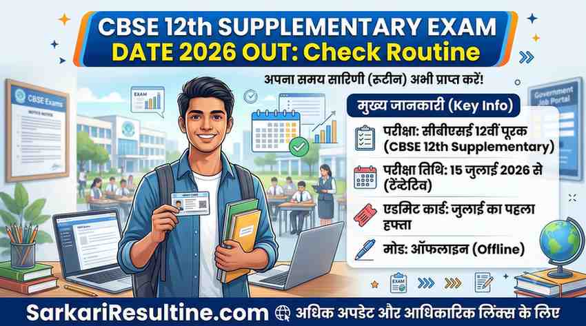 CBSE Board 12th Supplementary Date Sheet 2026