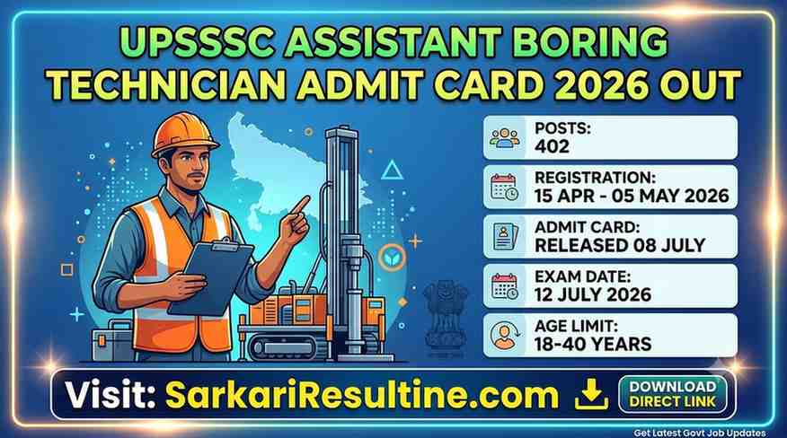 UPSSSC Assistant Boring Technician Admit Card 2026 Out