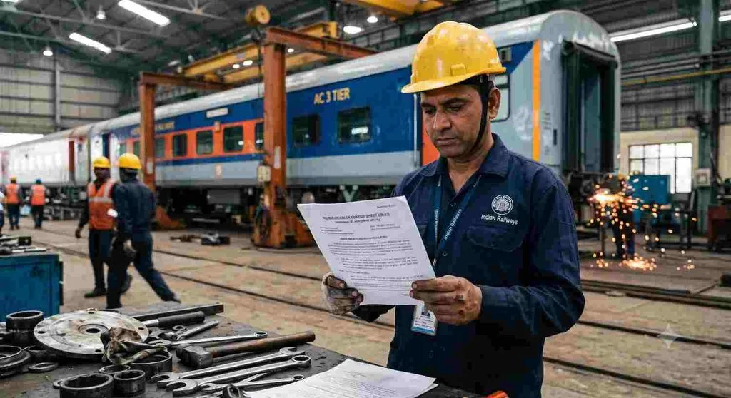 Railway technician reading SF-11 Minor Penalty charge sheet