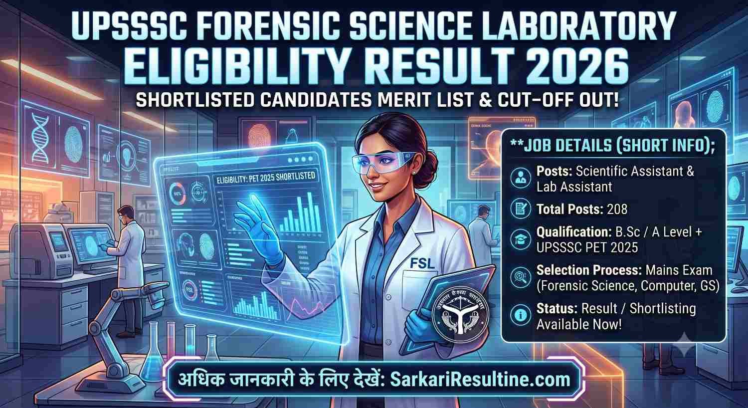 UPSSSC Forensic Science Laboratory Eligibility Result 2026