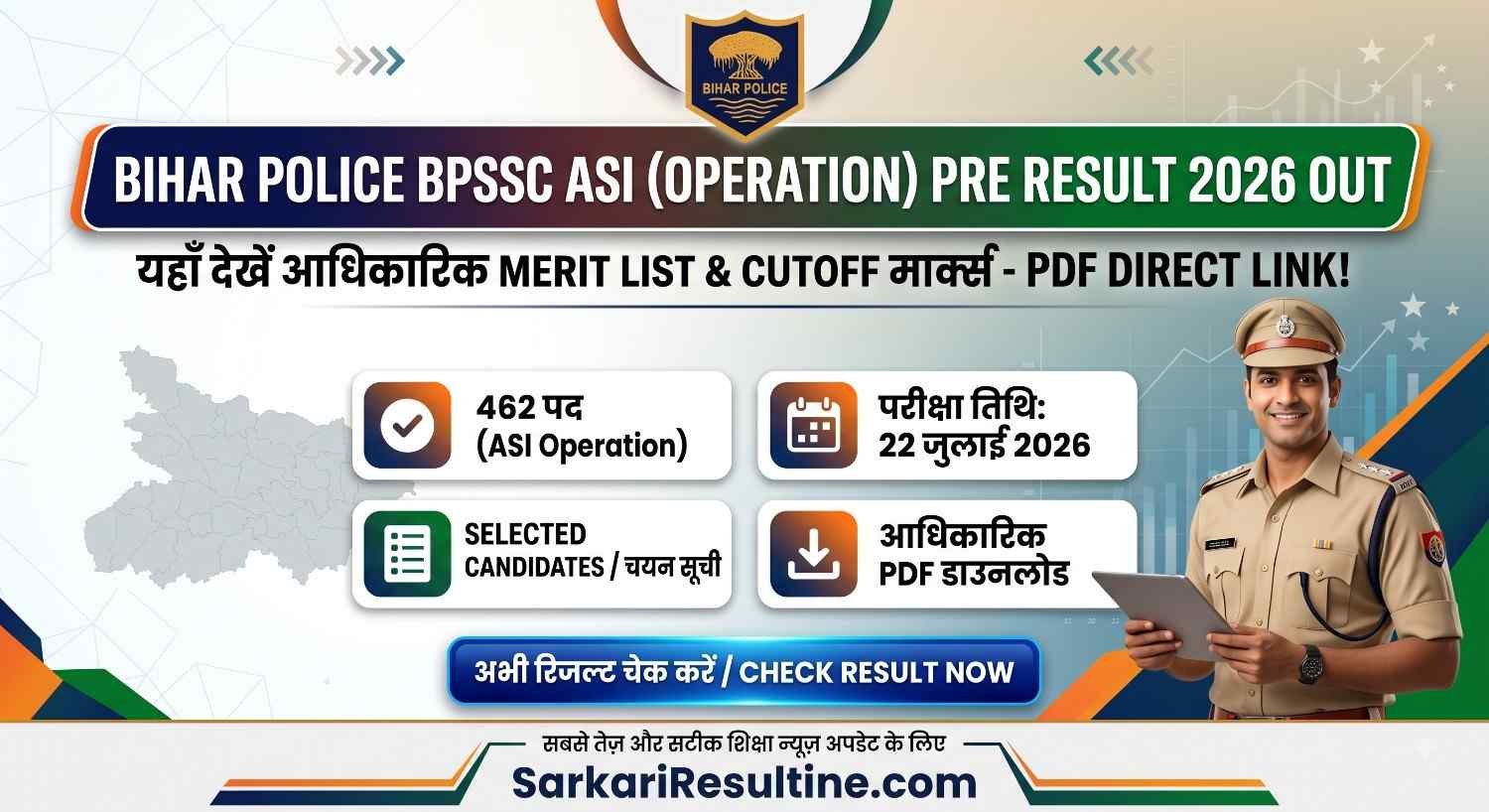 Bihar Police BPSSC ASI Operation Result 2026