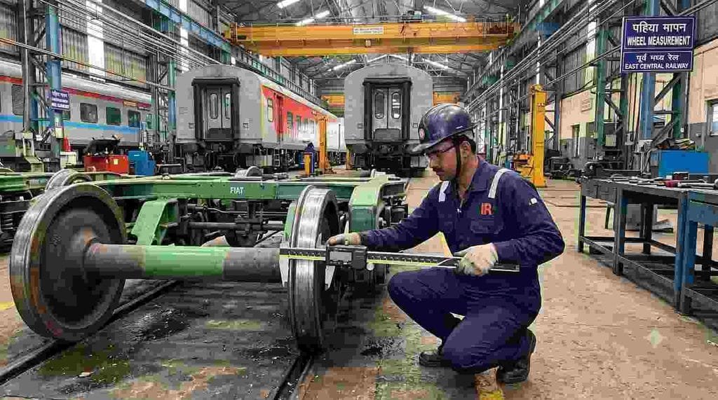 Technician Grade 3 Trade Test C&W Fitter checking wheel profile