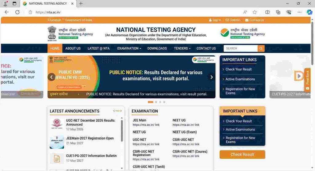 NTA CSIR UGC NET Result 2026 Out: यहाँ से Check करें Merit List