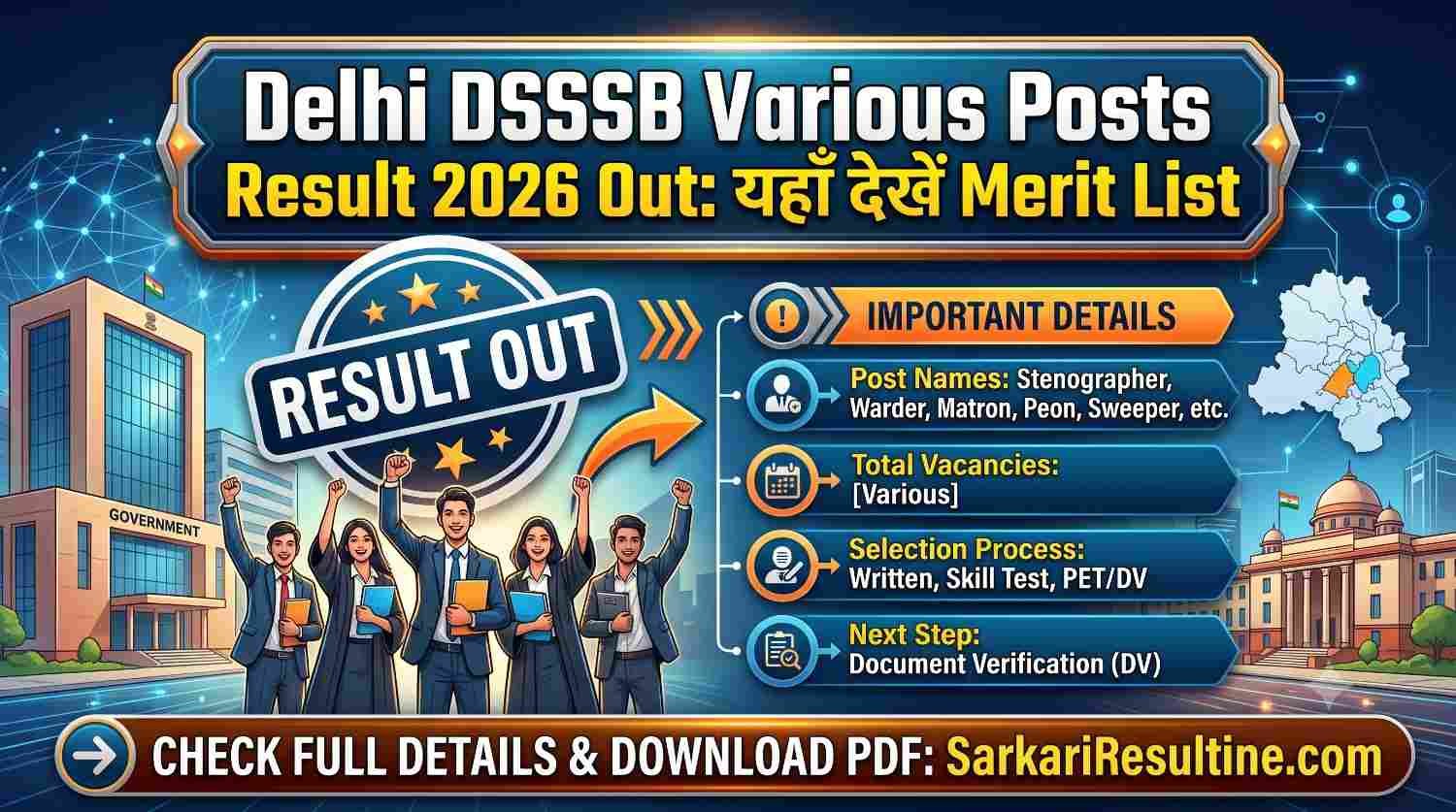 DSSSB Various Posts Result 2026