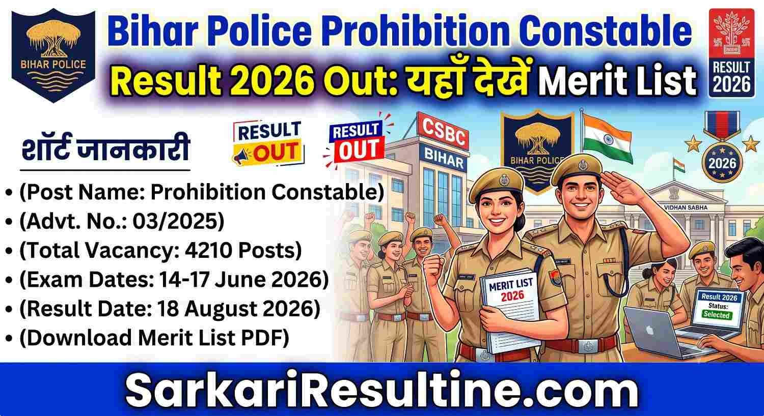 Bihar Police Prohibition Constable Result 2026