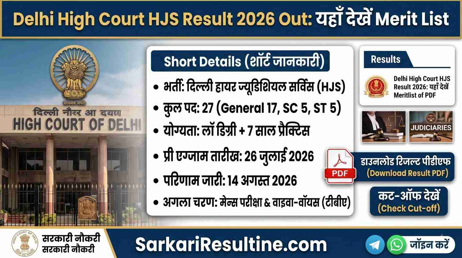 Delhi High Court HJS Result 2026