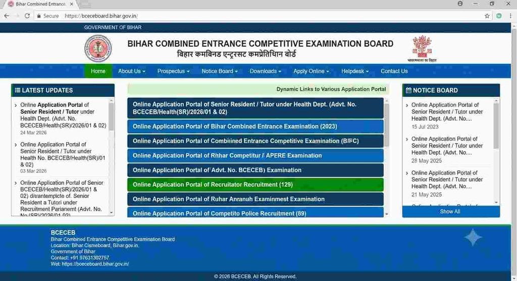 Bihar BCECEB Sr Resident Recruitment 2026 appy online Offical website