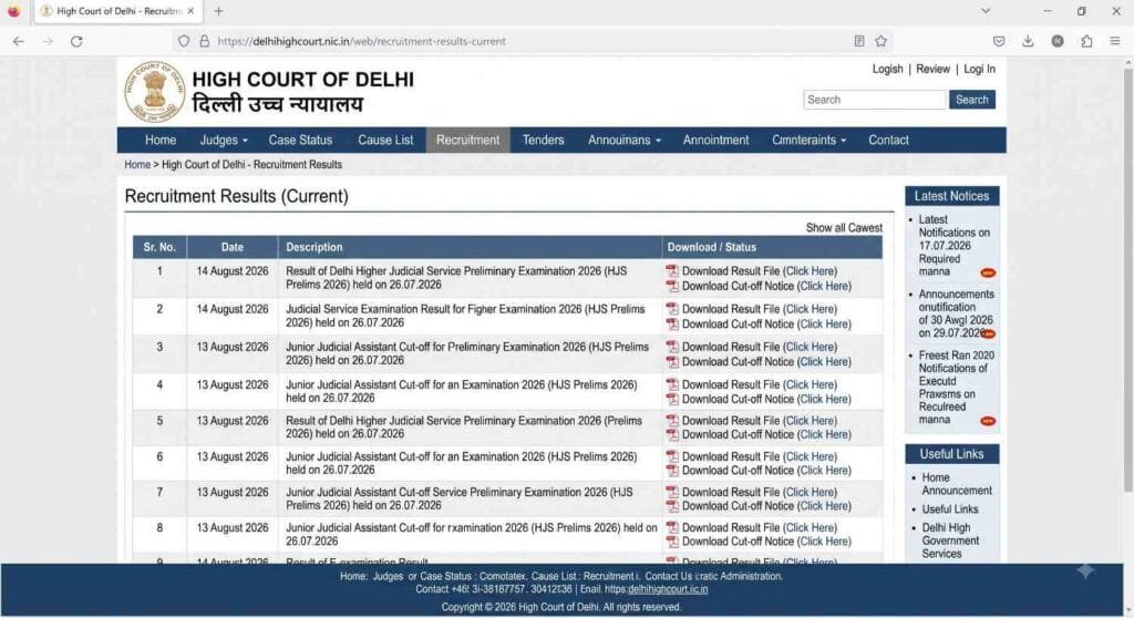 Delhi High Court HJS Result 2026 out check now