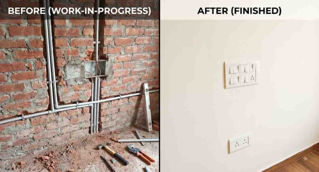 Underground Wiring process in a brick wal