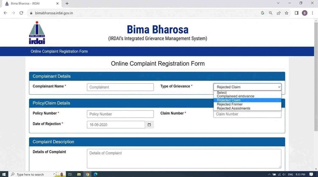 IRDAI Bima Bharosa Insurance Ombudsman Complaint Process
