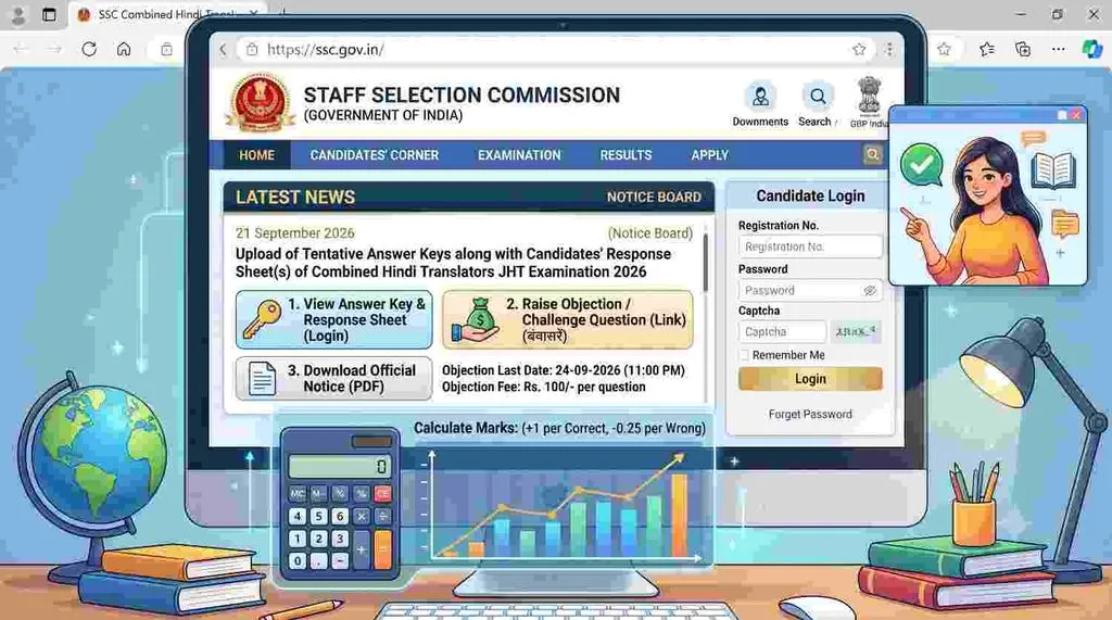 offical websiteSSC JHT Answer Key 2026