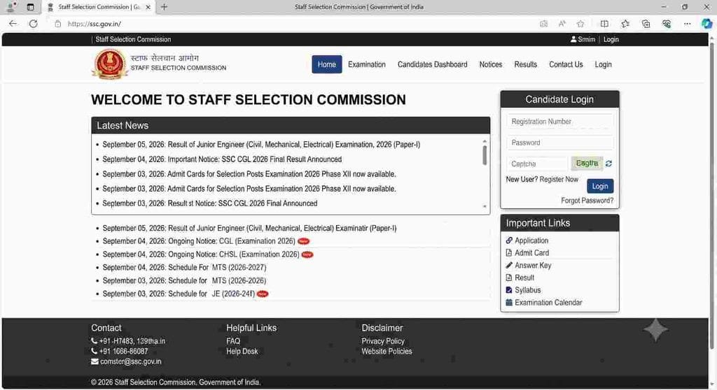 SSC JE Recruitiment 2026 apply online