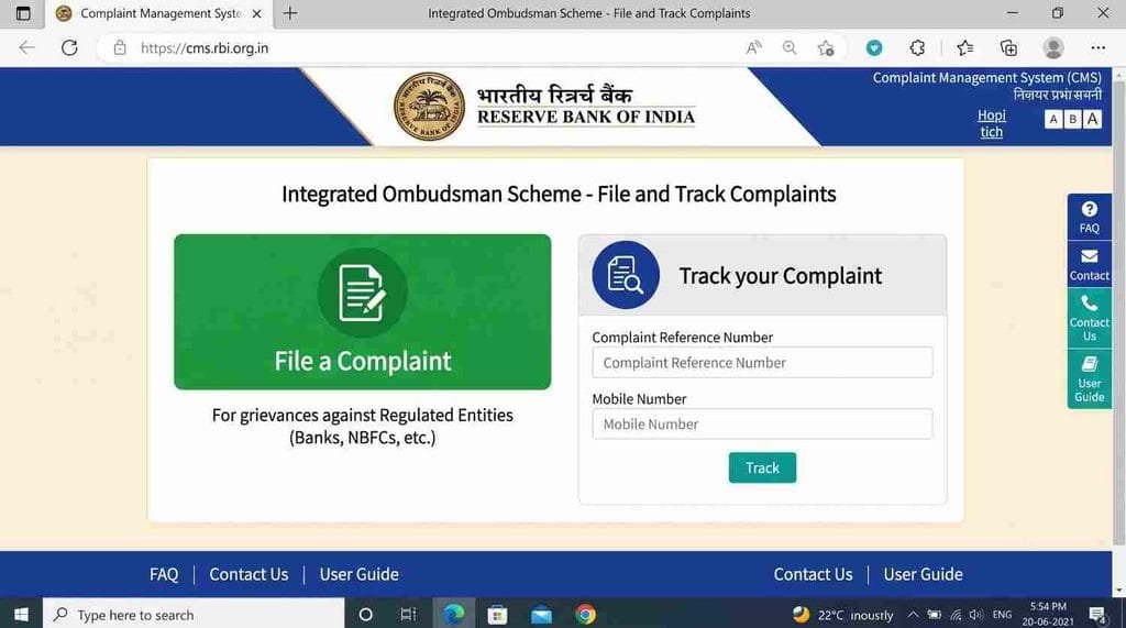 RBI Banking Ombudsman Complaint Letter Format Online for complain