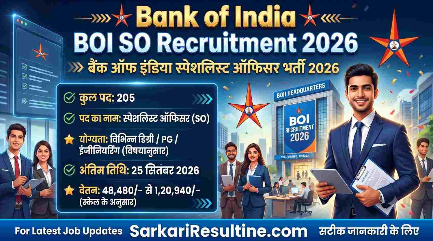 Bank of India BOI SO Recruitment 2026