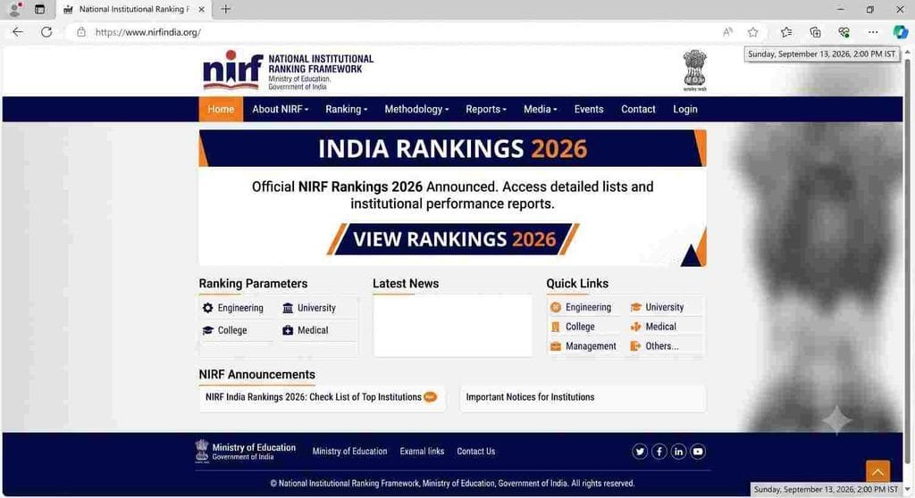 NIT NIRF Ranking 2026 Out Offical news