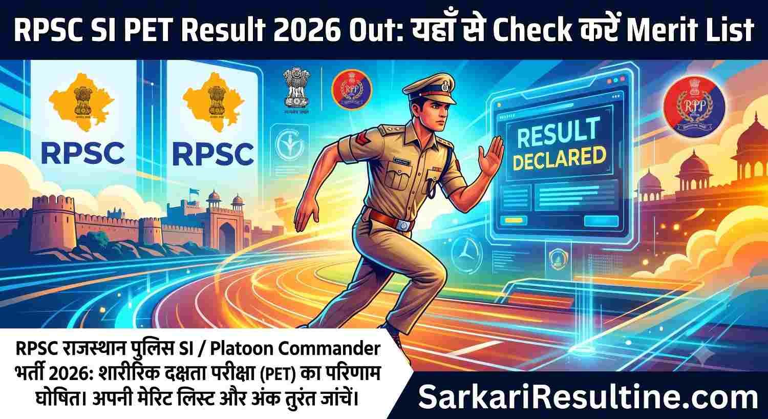 RPSC SI PET Result 2026 Out