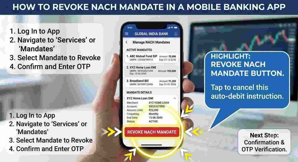  Step-by-Step Online NACH Mandate Cancellation Process using Net Banking App