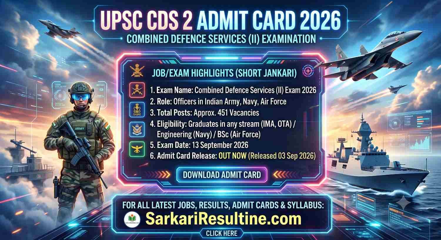 UPSC CDS 2 Admit Card 2026