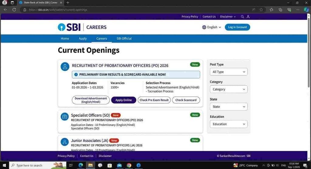 SBI PO Pre Score Card 2026 live check now