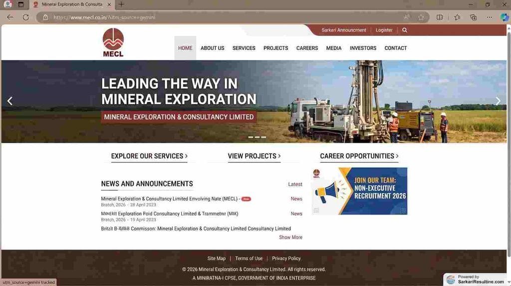 offical website MECL Non-Executive Recruitment 2026