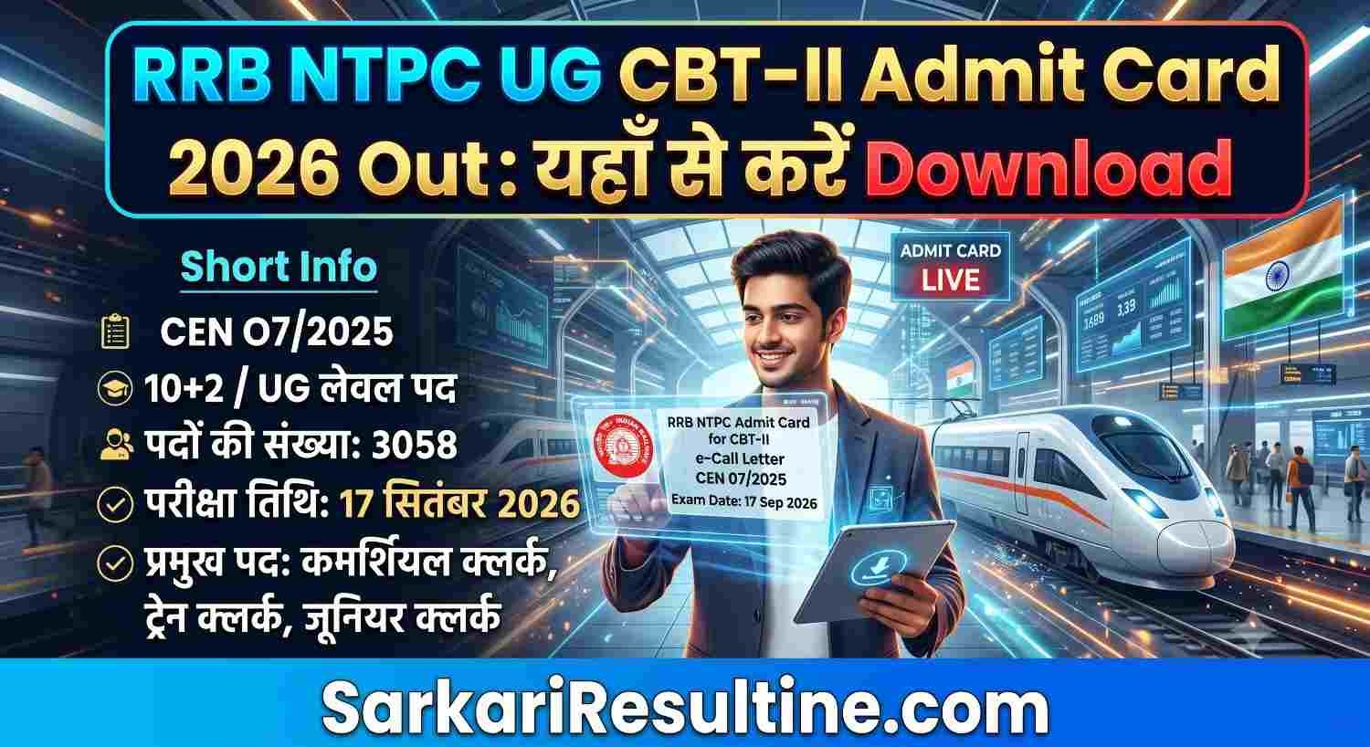 RRB NTPC UG CBT-II Admit Card 2026