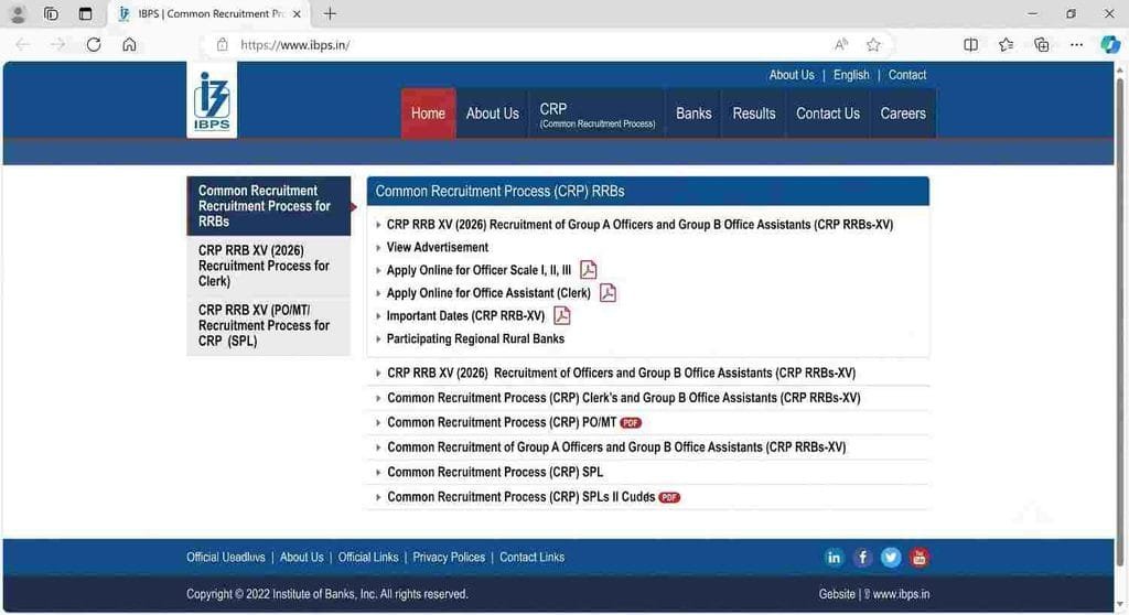offical website for IBPS RRB Recruitment 2026