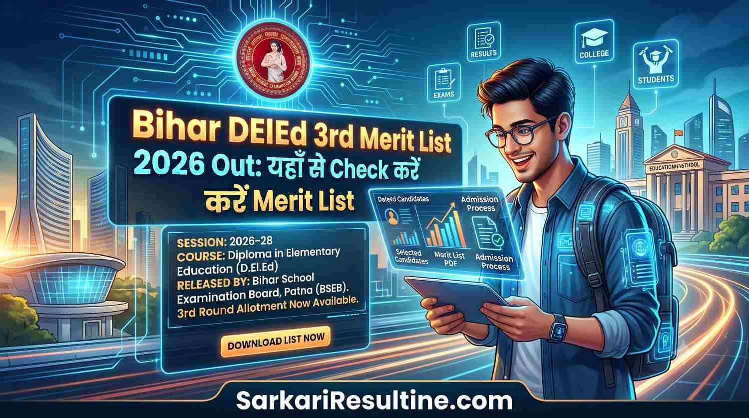 Bihar DElEd 3rd Merit List 2026 Out