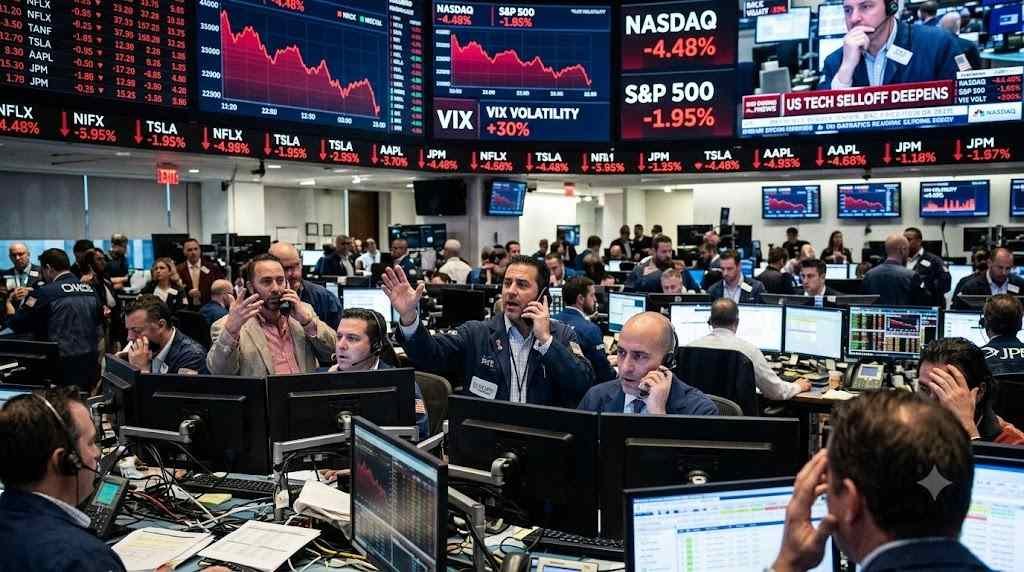 US stock market tech selloff