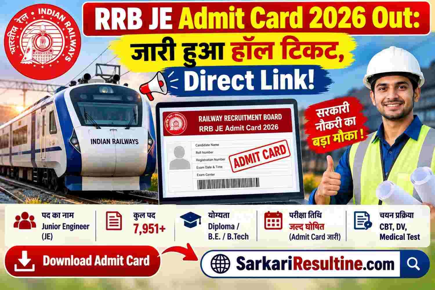 RRB JE Admit Card 2026