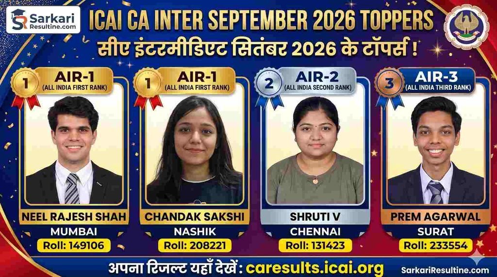 topper list  CA Inter Result Sep 2026