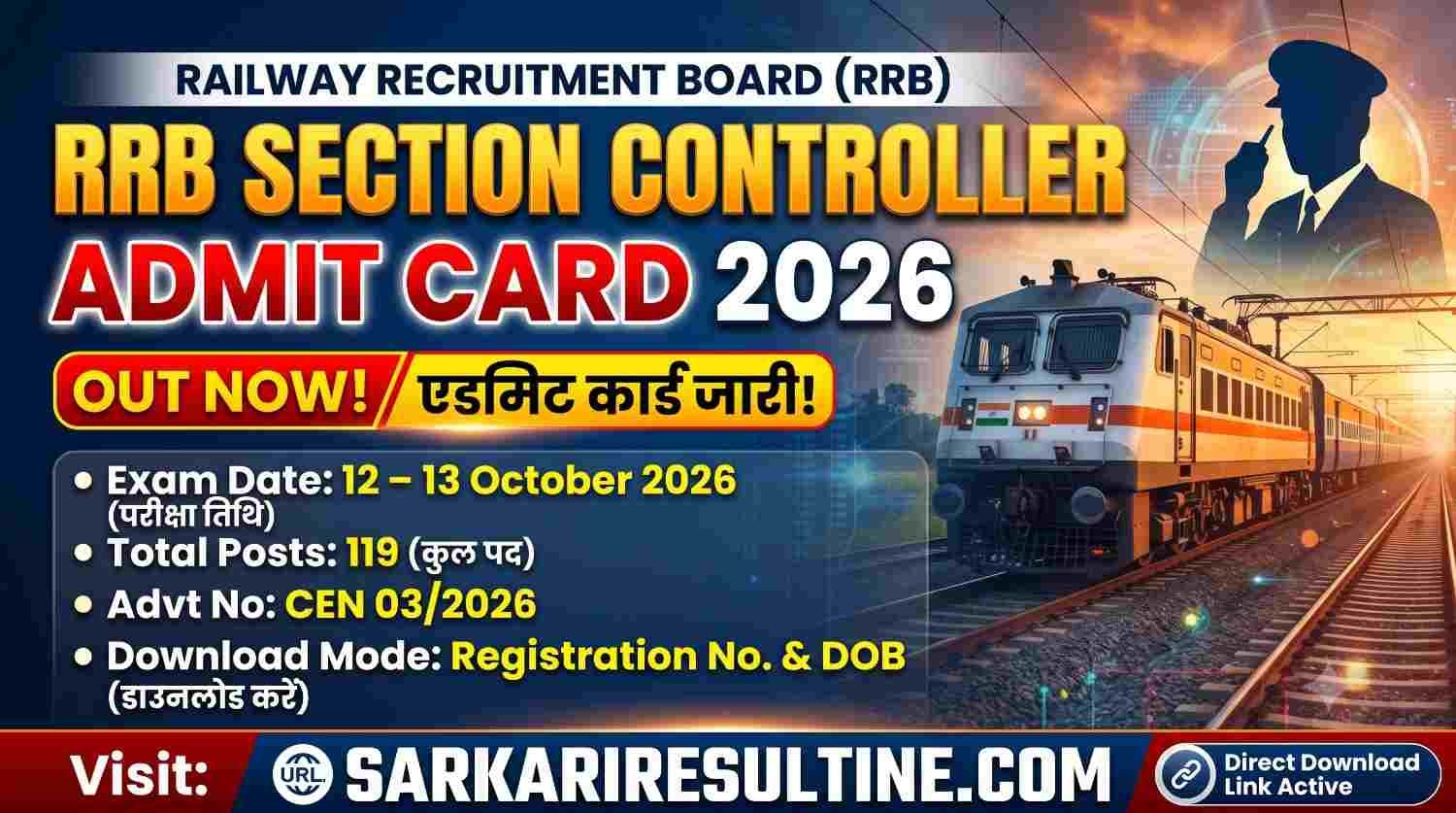 RRB Section Controller Admit Card 2026