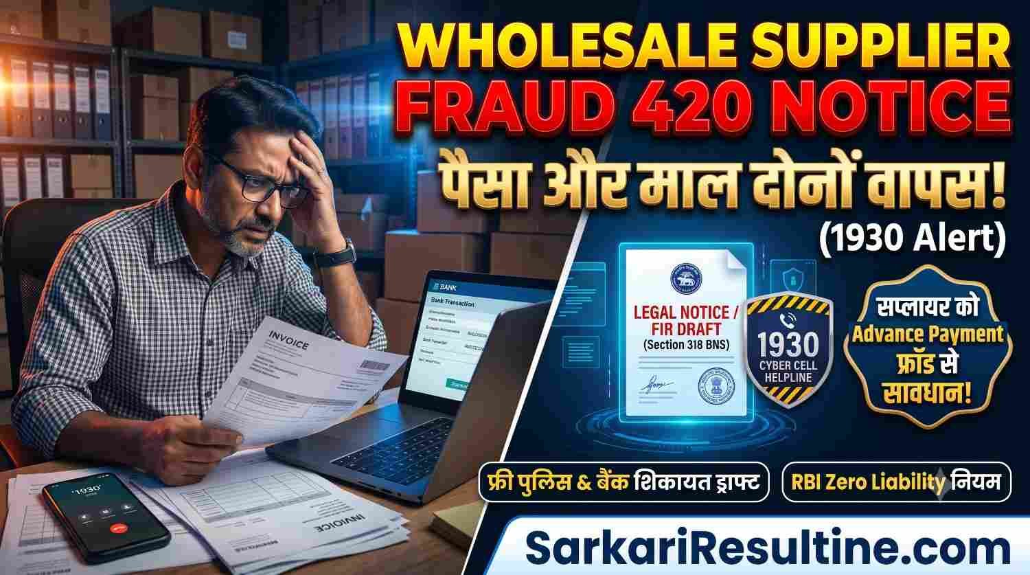 Wholesale Supplier Fraud 420 Notice