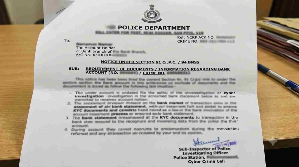 Section 94 BNSS Notice Cyber Cell Reply