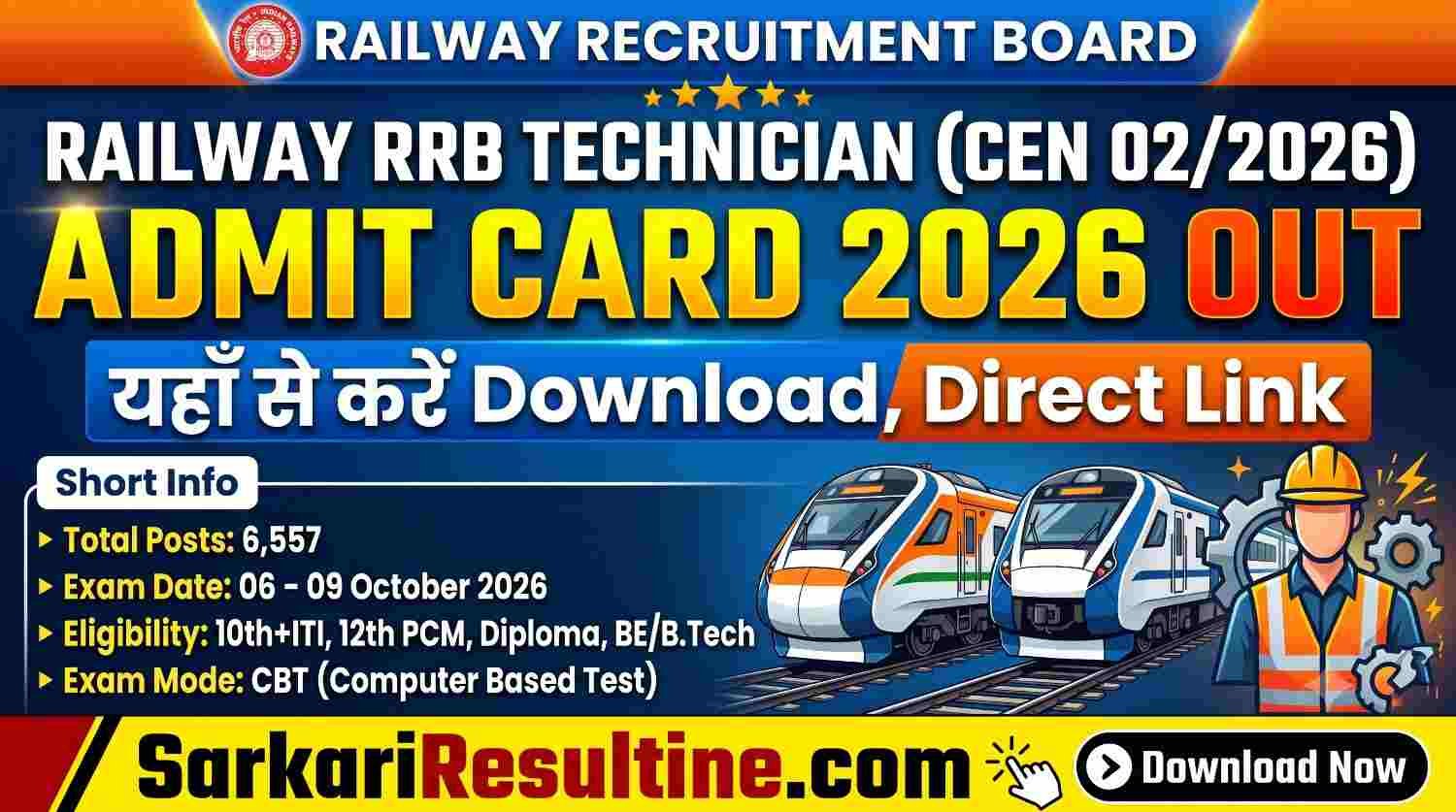 RRB Technician Admit Card 2026