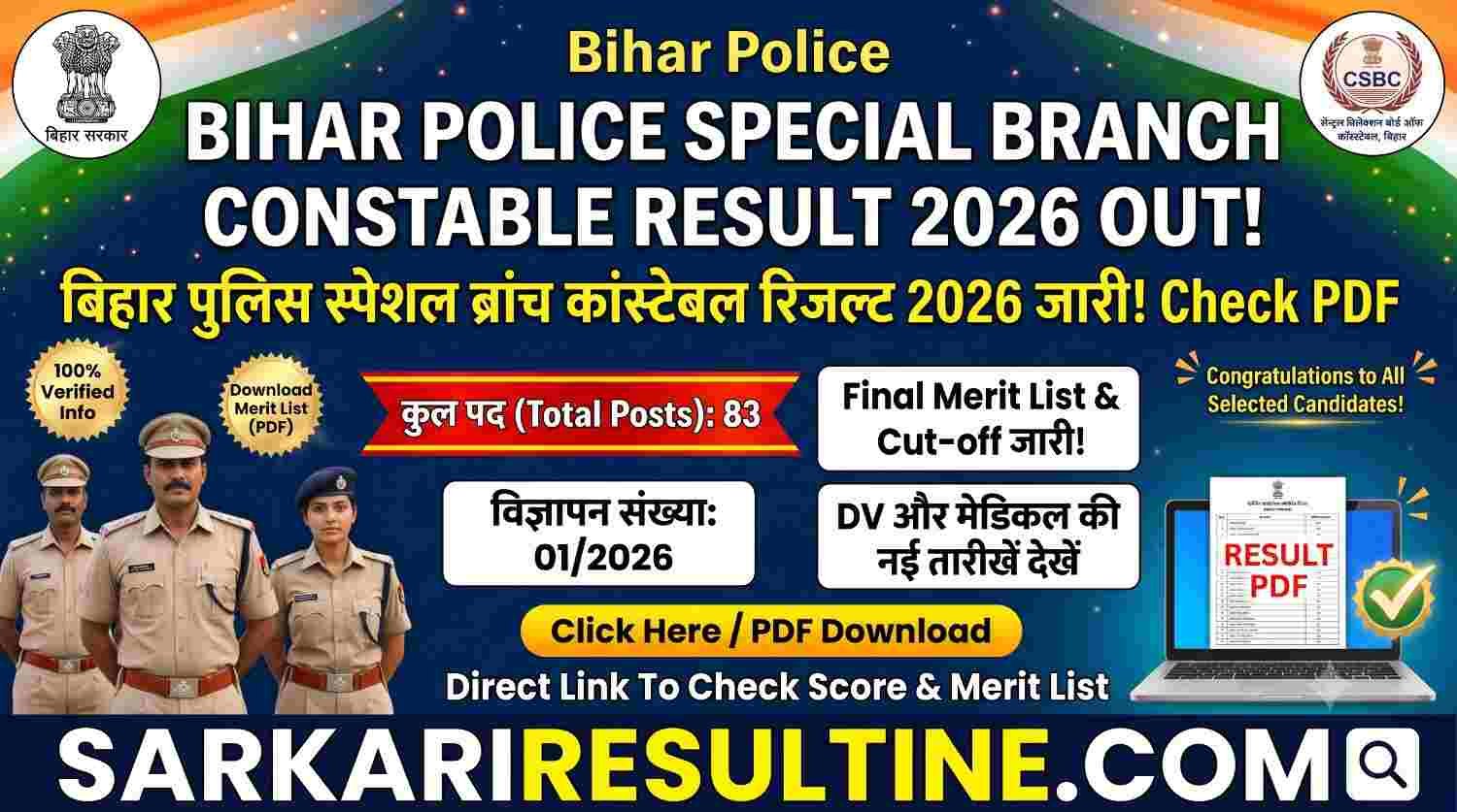 Bihar Police Special Branch Constable Result 2026