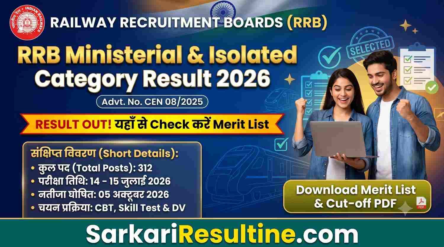 RRB Ministerial and Isolated Category Result 2026
