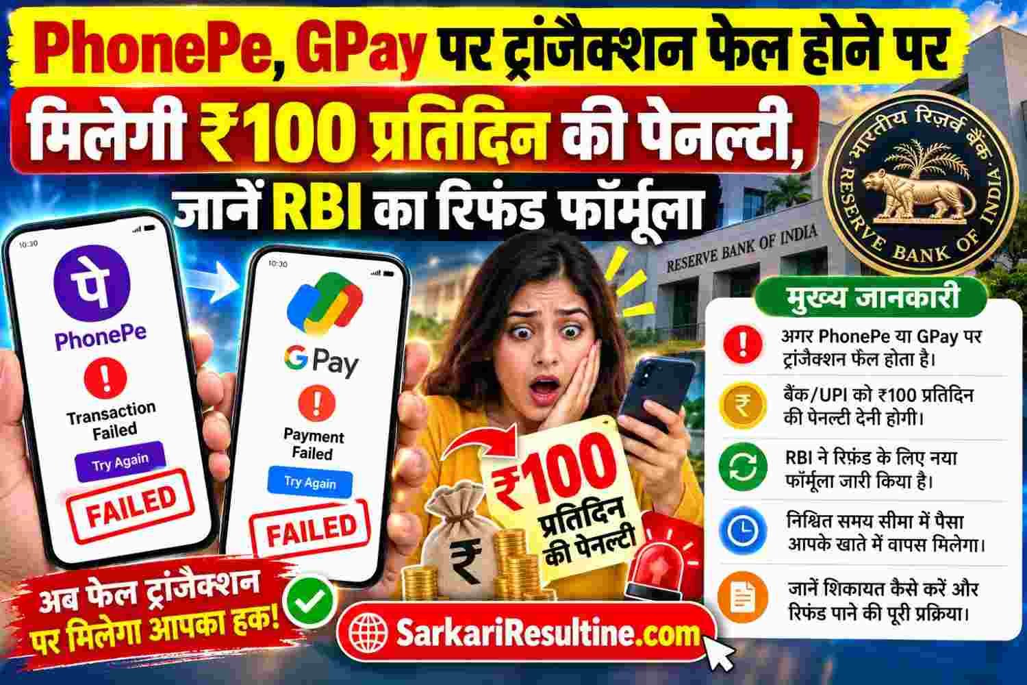 UPI पेमेंट फेल रिफंड नियम
